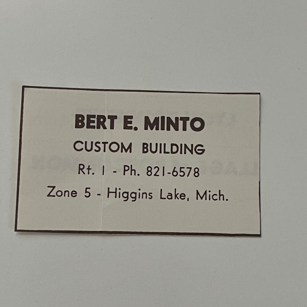 Bert E Minto Custom Building Zone 5 Higgins Lake MI 1960s MI Ad SAJ9-S69 - Picture 2 of 2
